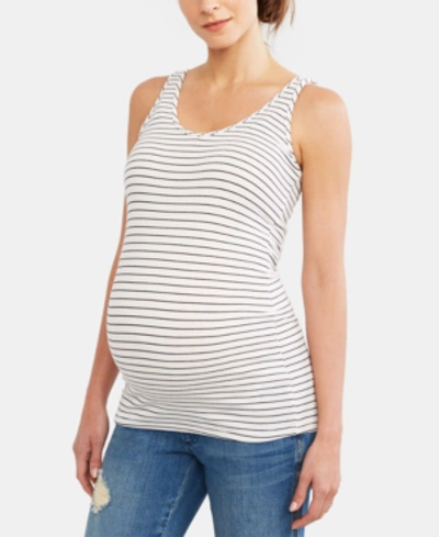 Shop A Pea In The Pod Luxe Rib Knit Maternity Tank Top In Black-white Stripe