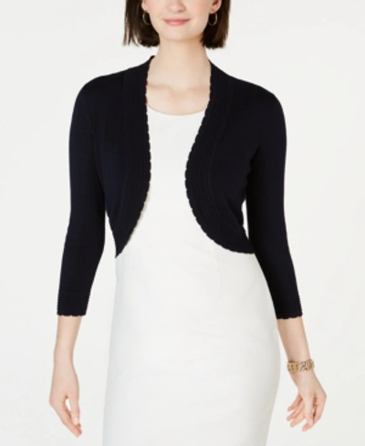 Shop Jessica Howard Open-front Cropped Cardigan In Navy