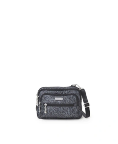 Baggallini Triple Zip Women's Crossbody In Midnight Blossom