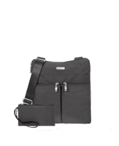 Baggallini On Track Zip Crossbody With Rfid Phone Wristlet In Charcoal