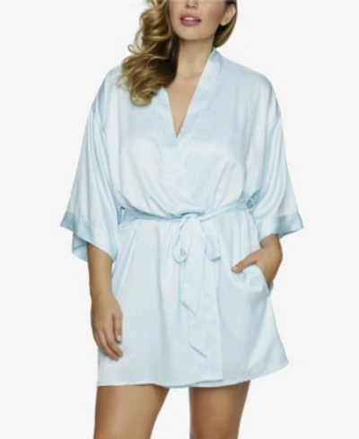 Shop Jezebel Plus Size Gem Satin Wrap Robe, Online Only In Dark Blue