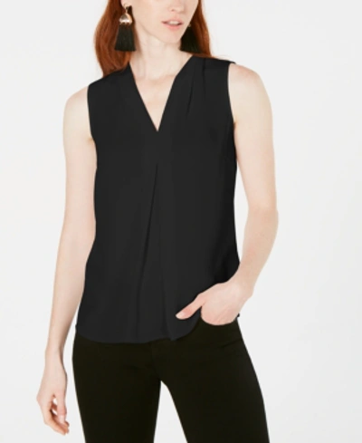 Shop Bar Iii Women's Sleeveless Pleat V-neck Top In Black