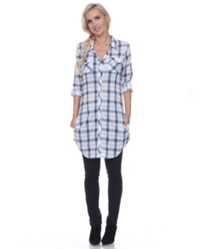 Shop White Mark Women's Piper Stretchy Plaid Tunic In Blue