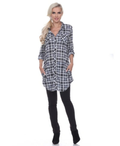 Shop White Mark Women's Piper Stretchy Plaid Tunic In White