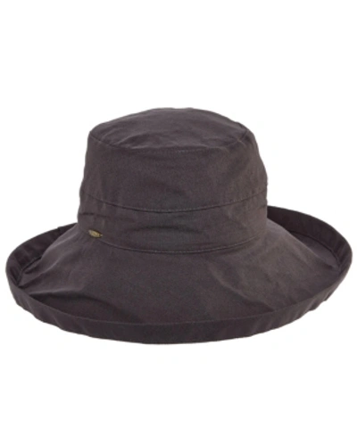 Shop Scala Cotton Big Brim With Inner Drawstring In Charcoal