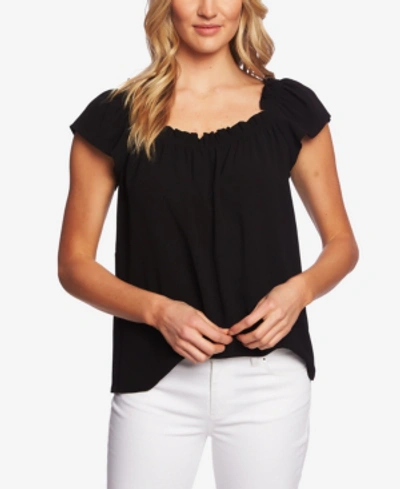 Shop Cece Women's Ruffle Sleeve Gathered Square-neck Blouse In Rich Black