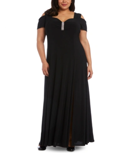 Shop R & M Richards Plus Size Rhinestone-detail Gown In Black