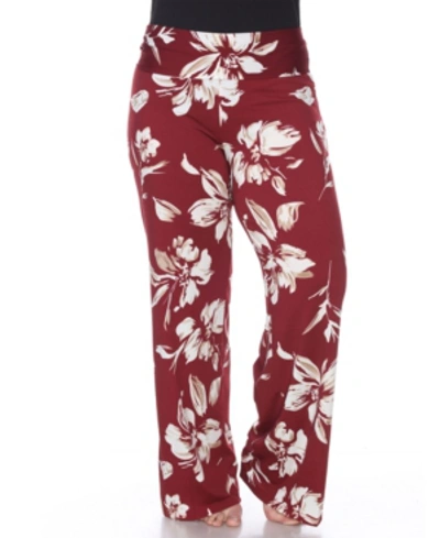 Shop White Mark Plus Size Floral Wide Leg Palazzo Pants In Red