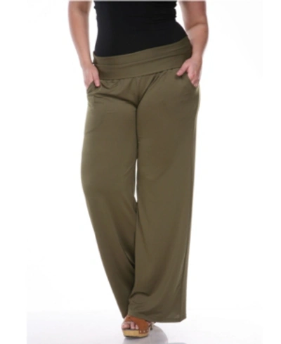 Shop White Mark Plus Size Solid Palazzo Pants In Green