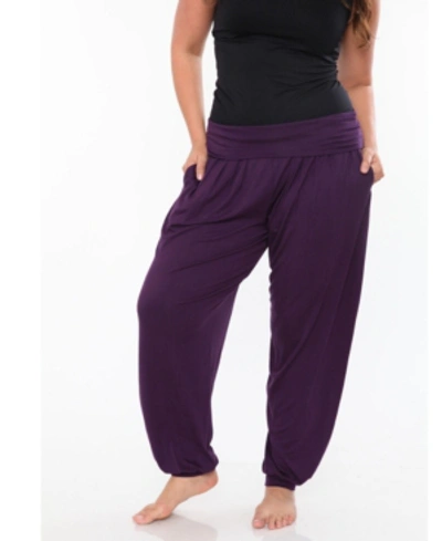 Shop White Mark Plus Size Harem Pants In Purple