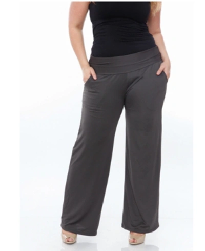Shop White Mark Plus Size Solid Palazzo Pants In Grey