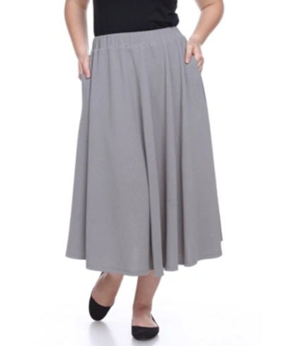 Shop White Mark Plus Size Flared Midi Skirt In Grey