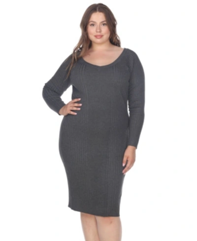 Shop White Mark Women's Plus Size Destiny Sweater Dress In Charcoal