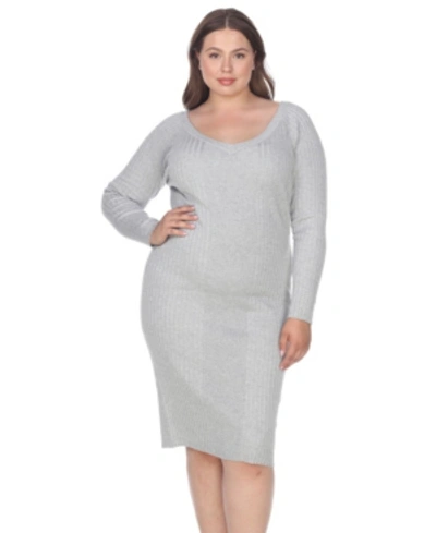 Shop White Mark Women's Plus Size Destiny Sweater Dress In Grey