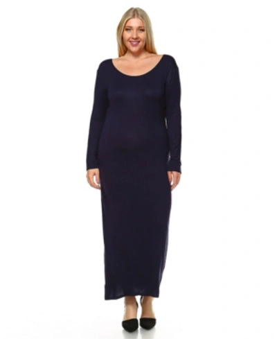 White Mark Plus Size Ria Dress In Navy