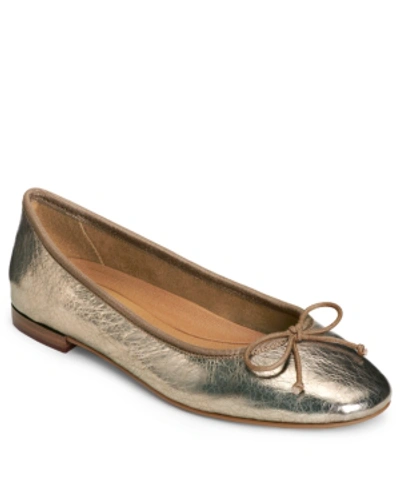 Shop Aerosoles Women's Homerun Ballet Flat Sandal Women's Shoes In Champagne Metallic Leather