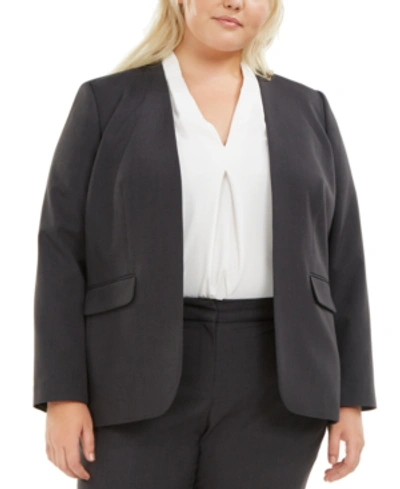 Shop Bar Iii Trendy Plus Size Open-front Blazer, Created For Macy's In Charcoal Grey