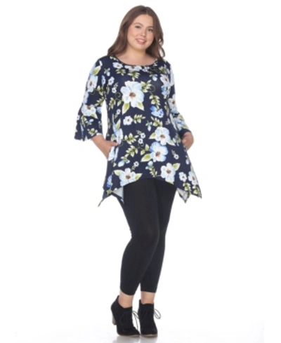 Shop White Mark Plus Size Blanche Tunic /top In Blue Flowe