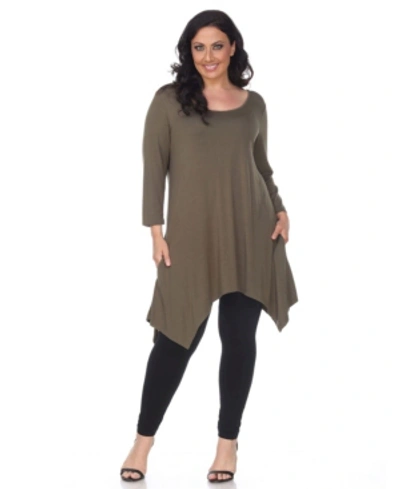 Shop White Mark Plus Size Makayla Scoop Neck Tunic Top In Olive