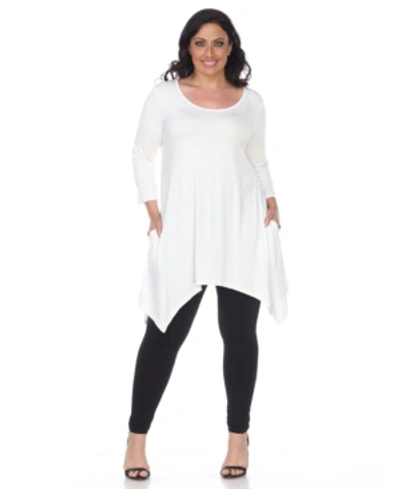White Mark Plus Size Makayla Scoop Neck Tunic Top In White
