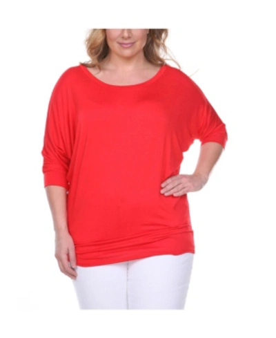 Shop White Mark Plus Size Bat Sleeve Tunic Top In Red