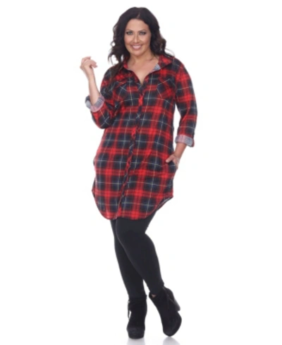 Shop White Mark Plus Piper Stretchy Plaid Tunic In Red Black