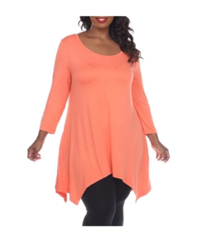 White Mark Plus Size Makayla Tunic Top In Coral Pink
