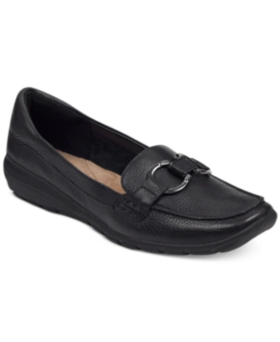 Shop Easy Spirit Women's Avienta Slip-on Casual Flat Loafers In Black Leather