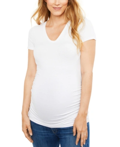 Shop A Pea In The Pod Luxe Side Ruched V-scoop Maternity T Shirt In White