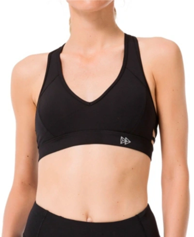 Shop Yvette Side Hollow Out Sports Bra Medium Impact Support In Black