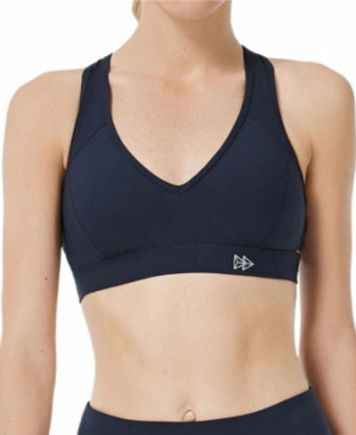 Shop Yvette Side Hollow Out Sports Bra Medium Impact Support In Indigo