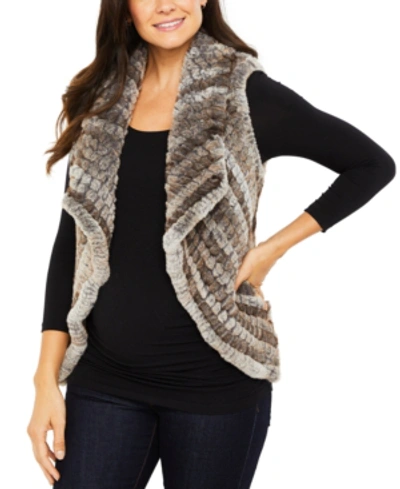 Shop A Pea In The Pod Maternity Faux-fur Vest In Tan