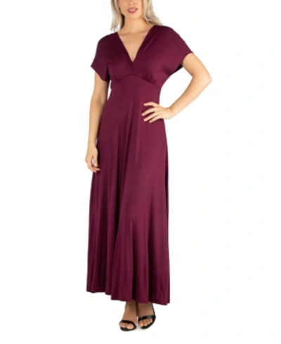 Shop 24seven Comfort Apparel Women's Cap Sleeve V Neck Maxi Dress In Red