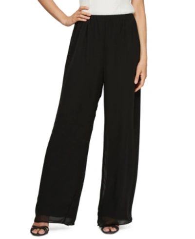 Shop Alex Evenings Chiffon Wide-leg Pants In Black