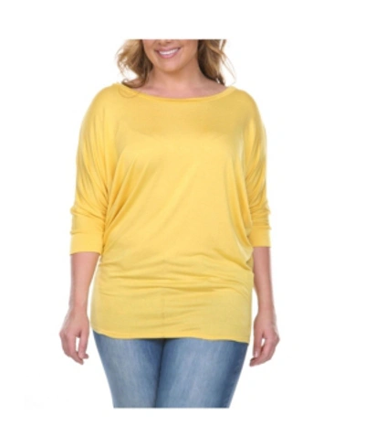 Shop White Mark Plus Size Bat Sleeve Tunic Top In Yellow