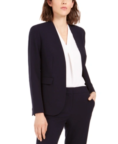 Bar Iii Women's Collarless Open-front Blazer, Created For Macy's In Navy