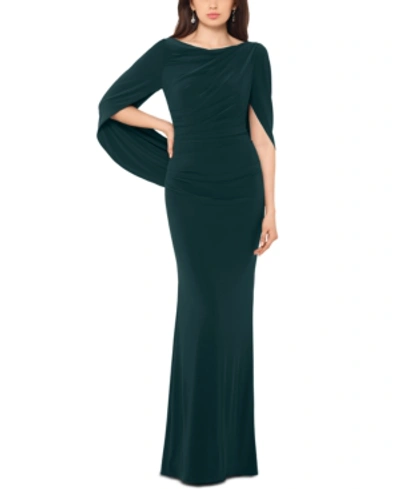 Shop Betsy & Adam Drape-back Gown In Forest Green