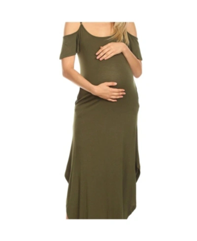 Shop White Mark Maternity Lexi Maxi Dress In Olive