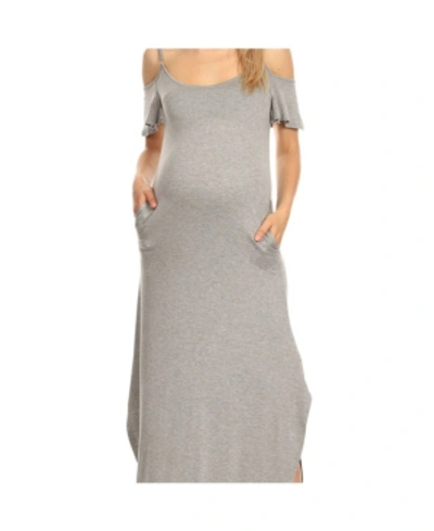 Shop White Mark Maternity Lexi Maxi Dress In Heather Grey