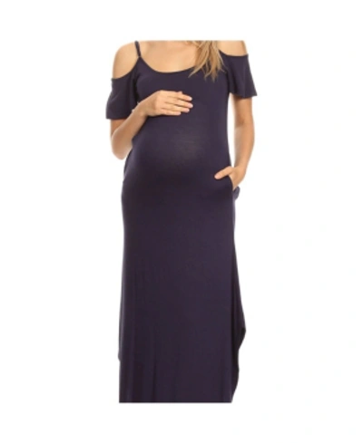 White Mark Plus Size Maternity Lexi Maxi Dress In Navy