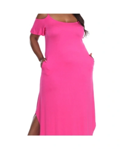 White Mark Plus Size Lexi Maxi Dress In Fuchsia