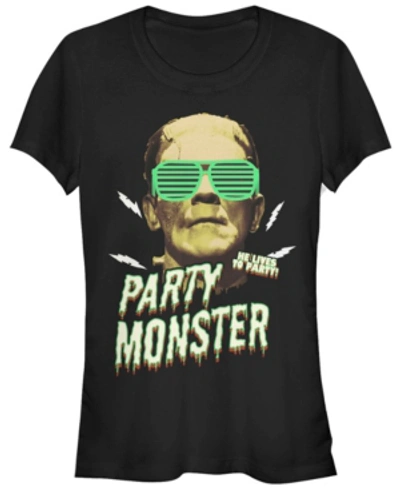 Shop Fifth Sun Universal Monsters Women's Frankenstein Party Monster Short Sleeve Tee Shirt In Black