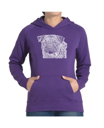 Shop La Pop Art Women's Word Art Hooded Sweatshirt In Purple