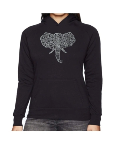 LA POP ART WOMEN'S WORD ART HOODED SWEATSHIRT -TUSKS 