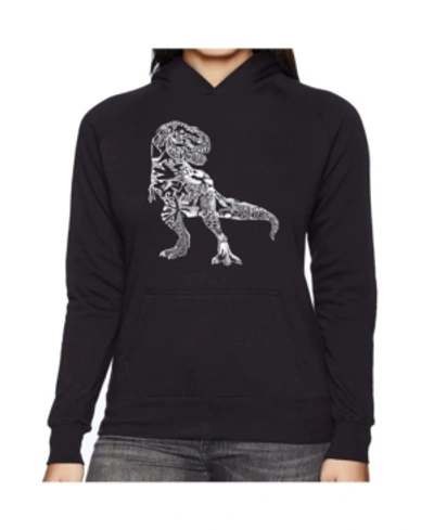 LA POP ART WOMEN'S WORD ART HOODED SWEATSHIRT -DINO PICS 