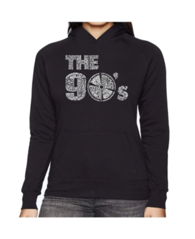 La Pop Art Women's Word Art Hooded Sweatshirt -90s In Black