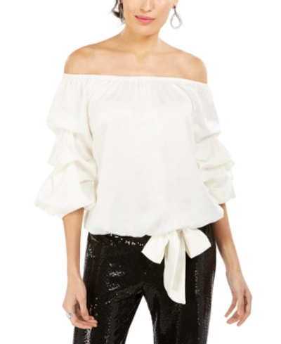 Shop Msk Off-the-shoulder Puff Sleeve Top In Ivory