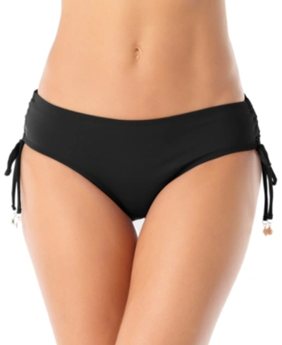 Shop Anne Cole Ruched-side Bikini Bottoms Women's Swimsuit In Black
