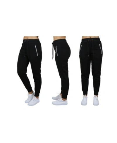 Galaxy By Harvic Women's Loose Fit Jogger Pants With Zipper Pockets In Black
