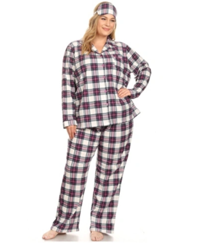 White Mark Plus Size 3-piece Pajama Set In Purple White